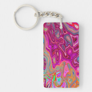 Trippy Abstrakt Magenta Rainbow Colors Retro Art Schlüsselanhänger