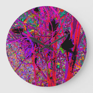 Trippy Abstrakt Rainbow Oriental Lily Blume Große Wanduhr
