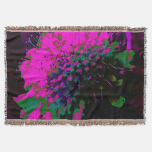Trippy Abstrakt Retro Hot Pink und Schwarze Blume Decke
