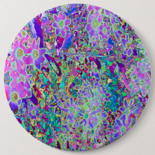 Trippy Abstrakte rosa und violette Blumen Button