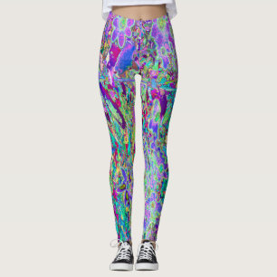Trippy Abstrakte rosa und violette Blumen Leggings
