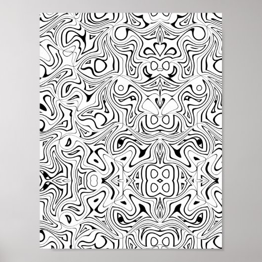 Trippy abstraktes Wirbelmuster Malvorlage Kunst Poster (Vorne)