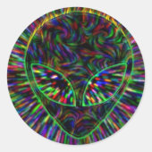 Trippy-Alien-Sticker Runder Aufkleber (Vorderseite)