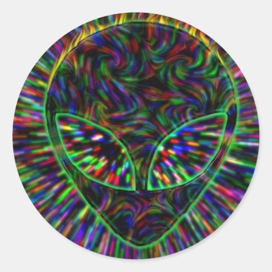 Trippy-Alien-Sticker Runder Aufkleber (Vorderseite)