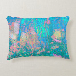 Trippy Aqua Sunrise mit psychedelischen Blume Dekokissen