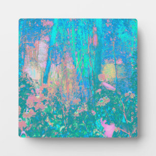 Trippy Aqua Sunrise mit psychedelischen Blume Fotoplatte