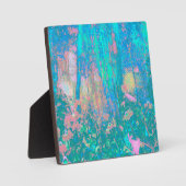 Trippy Aqua Sunrise mit psychedelischen Blume Fotoplatte (Vorderseite)