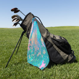 Trippy Aqua Sunrise mit psychedelischen Blume Golfhandtuch