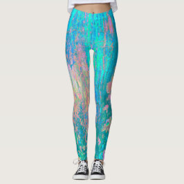 Trippy Aqua Sunrise mit psychedelischen Blume Leggings