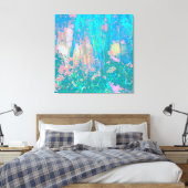 Trippy Aqua Sunrise mit psychedelischen Blume Leinwanddruck (Insitu (Schlafzimmer))
