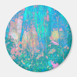 Trippy Aqua Sunrise mit psychedelischen Blume Magnet