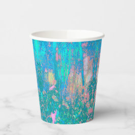 Trippy Aqua Sunrise mit psychedelischen Blume Pappbecher