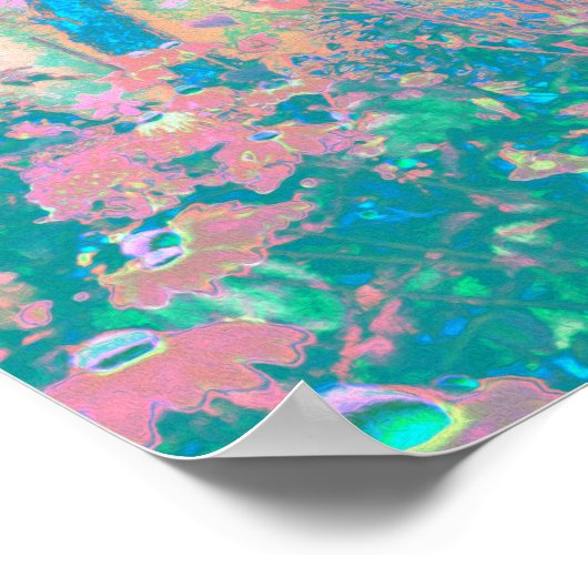 Trippy Aqua Sunrise mit psychedelischen Blume Poster (Ecke)