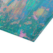 Trippy Aqua Sunrise mit psychedelischen Blume Schneidebrett (Ecke)