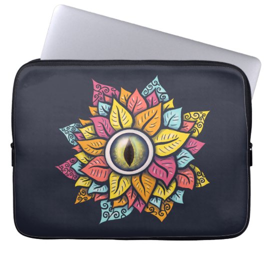 Trippy Art bunt eye Blume Laptopschutzhülle (Vorderseite)
