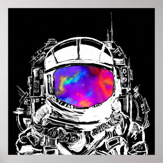 Trippy Astronaut Head Poster (Vorne)