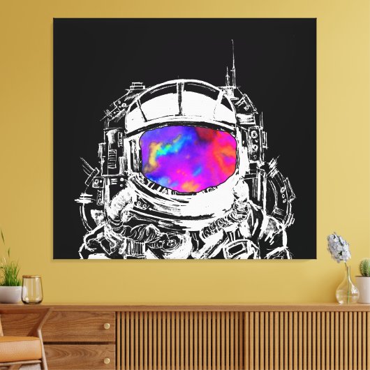 Trippy Astronaut Helmet Leinwanddruck (Insitu (Wohnzimmer))
