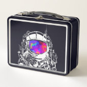 Trippy Astronaut Helmet Metall Brotdose (Vorderseite)