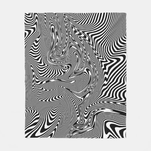 Trippy Black and White Abstrakt Pattern Fleecedecke (Vorderseite)