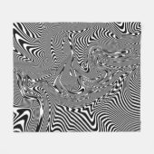 Trippy Black and White Abstrakt Pattern Fleecedecke (Vorderseite (Horizontal))