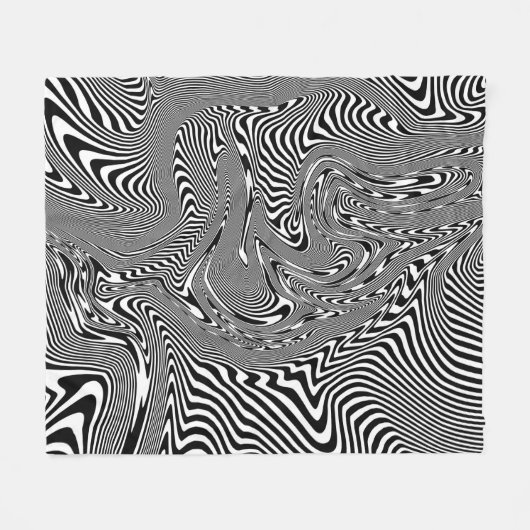 Trippy Black and White Abstrakt Pattern Fleecedecke (Vorderseite (Horizontal))