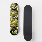 Trippy Black Gold Doodle Skateboard (Vorderseite)