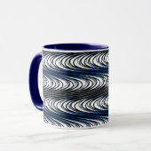 Trippy Black Navy Blue Wavy Strips Abstrakt Cool Tasse (Vorderseite Links)