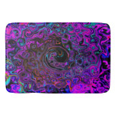 Trippy Black und Magenta Retro Liquid Swirl Badematte (Vorderseite)