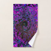 Trippy Black und Magenta Retro Liquid Swirl Badhandtuch Set (Handtuch)