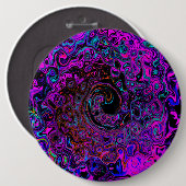 Trippy Black und Magenta Retro Liquid Swirl Button (Vorne & Hinten)