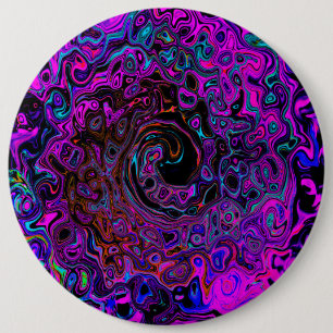 Trippy Black und Magenta Retro Liquid Swirl Button