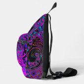 Trippy Black und Magenta Retro Liquid Swirl Crossbody Bag (Rechts)
