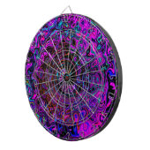 Trippy Black und Magenta Retro Liquid Swirl Dartscheibe (Vorderseite rechts)