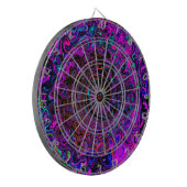 Trippy Black und Magenta Retro Liquid Swirl Dartscheibe (Vorderseite Links)