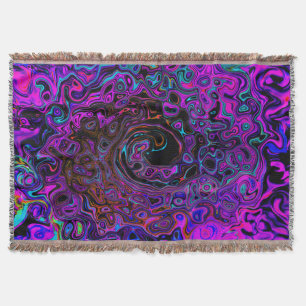 Trippy Black und Magenta Retro Liquid Swirl Decke