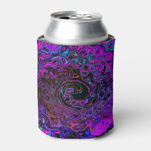 Trippy Black und Magenta Retro Liquid Swirl Dosenkühler (Kanne Vorderseite)