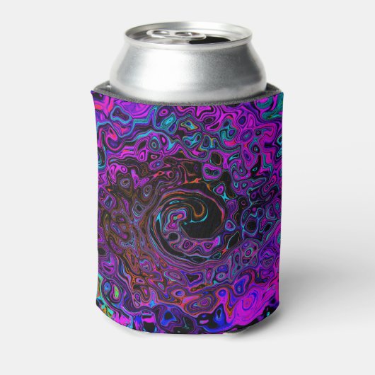 Trippy Black und Magenta Retro Liquid Swirl Dosenkühler (Kanne Rückseite)