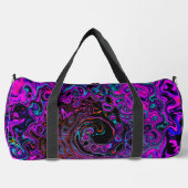 Trippy Black und Magenta Retro Liquid Swirl Duffle Bag (Vorderseite)