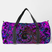 Trippy Black und Magenta Retro Liquid Swirl Duffle Bag (Rückseite)