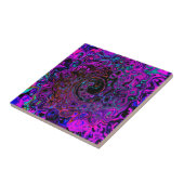 Trippy Black und Magenta Retro Liquid Swirl Fliese (Seite)