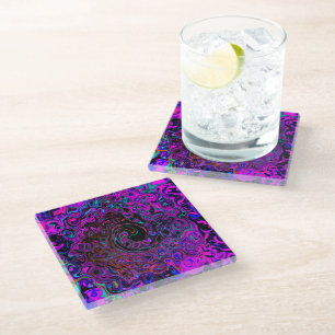 Trippy Black und Magenta Retro Liquid Swirl Glasuntersetzer