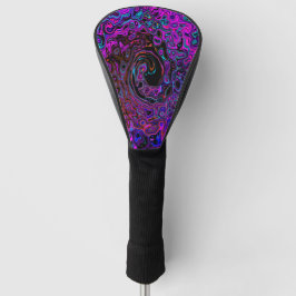 Trippy Black und Magenta Retro Liquid Swirl Golf Headcover