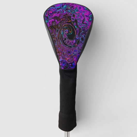 Trippy Black und Magenta Retro Liquid Swirl Golf Headcover (Vorderseite)