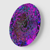 Trippy Black und Magenta Retro Liquid Swirl Große Wanduhr (Winkel)