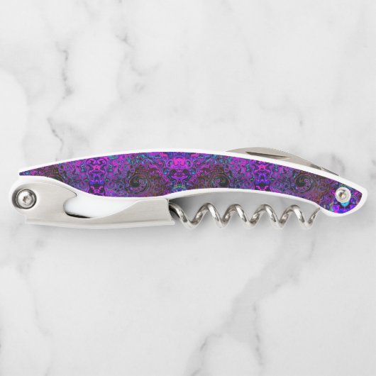 Trippy Black und Magenta Retro Liquid Swirl Kellnermesser (Vorderseite)
