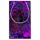 Trippy Black und Magenta Retro Liquid Swirl Kleine Geschenktüte (Rückseite)