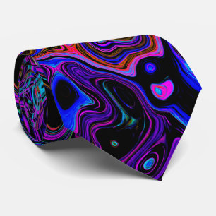 Trippy Black und Magenta Retro Liquid Swirl Krawatte