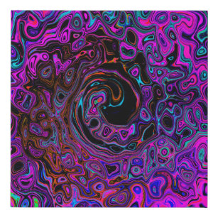 Trippy Black und Magenta Retro Liquid Swirl Künstlicher Leinwanddruck
