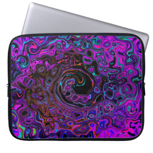 Trippy Black und Magenta Retro Liquid Swirl Laptopschutzhülle