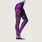 Trippy Black und Magenta Retro Liquid Swirl Leggings (Rechts)